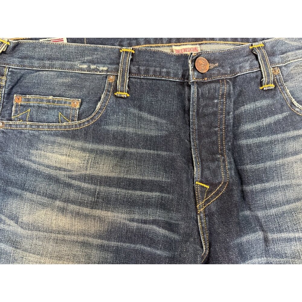 True Religion Mens 38 Bobby Blue Jeans 90s Y2K Buttons Casual Comfort Western - Picture 4 of 13